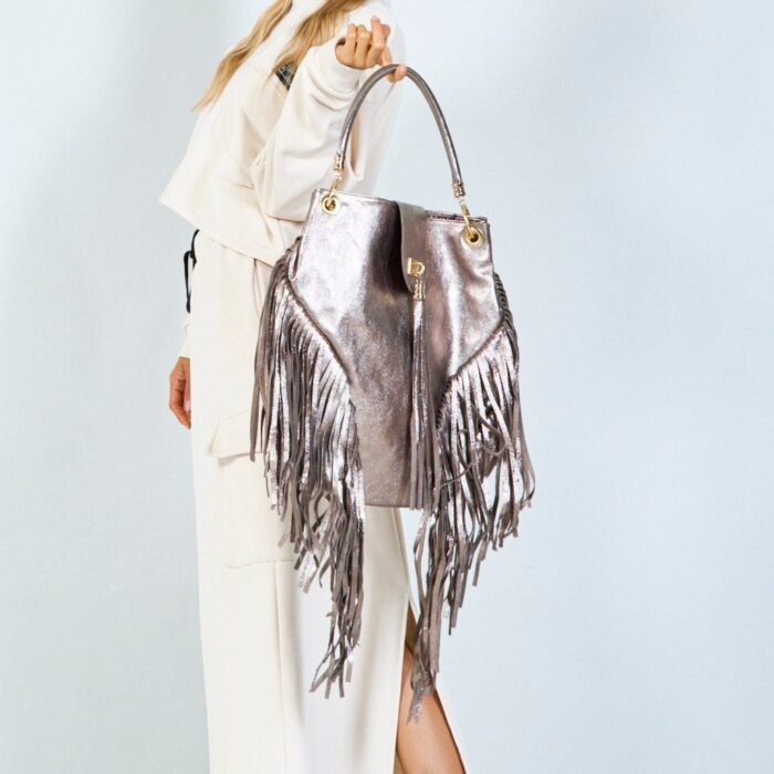Laura leather fringe bag