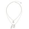 Bibi bijoux Celestial feather layered  silver tone necklace - Image 3